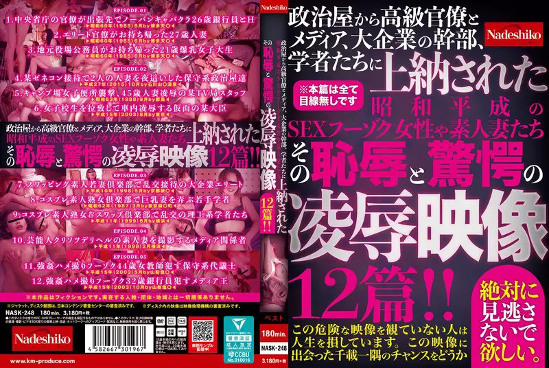 「nask00248 政治屋から高級官僚とメディア、大企業の幹部、学者たちに上納された昭和平成のSEXフーゾク女性や素人妻たち その恥辱と驚愕の凌●映像12篇！！」のサムネイル画像